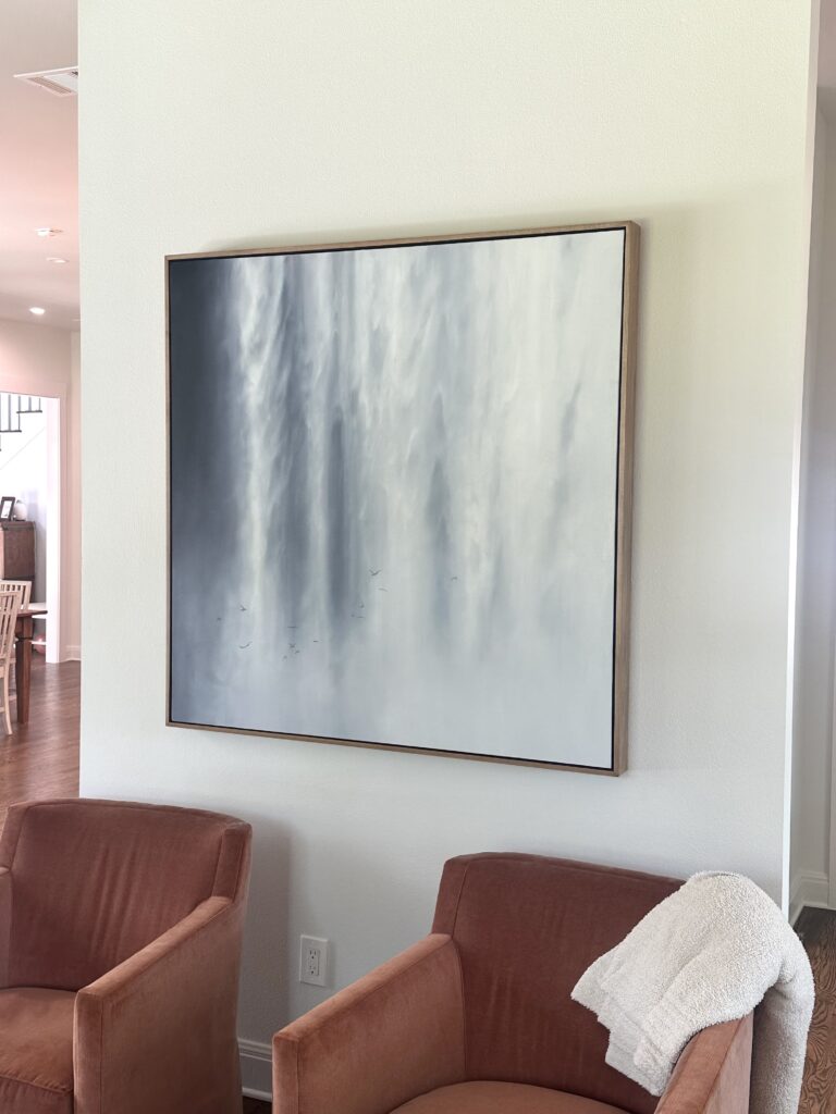 Installation of artwork at clients home.